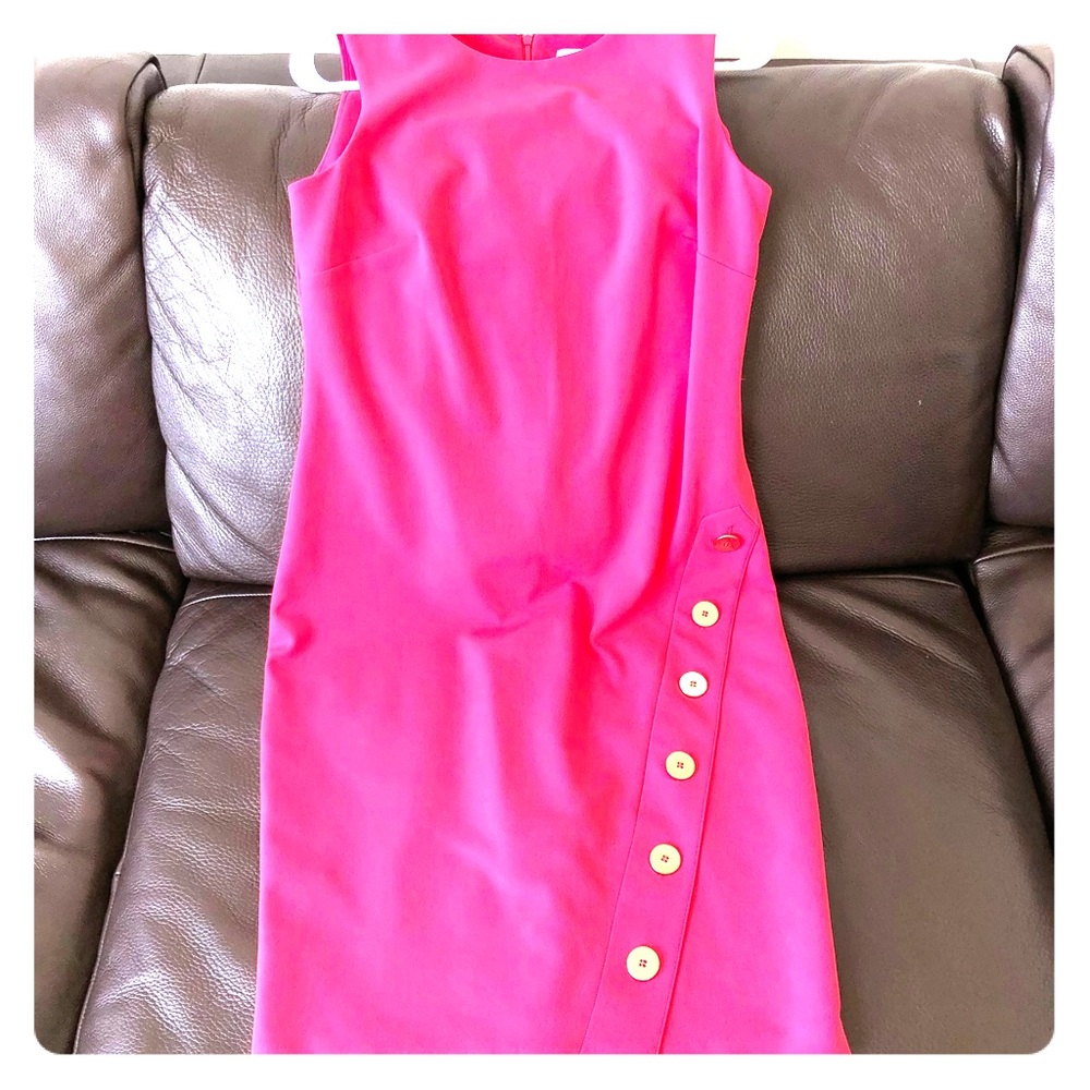 Pink Calvin Klein dress with gold buttons